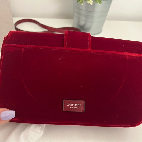 Jimmy Choo Sheri red velvet purse - Picture 3 of 6